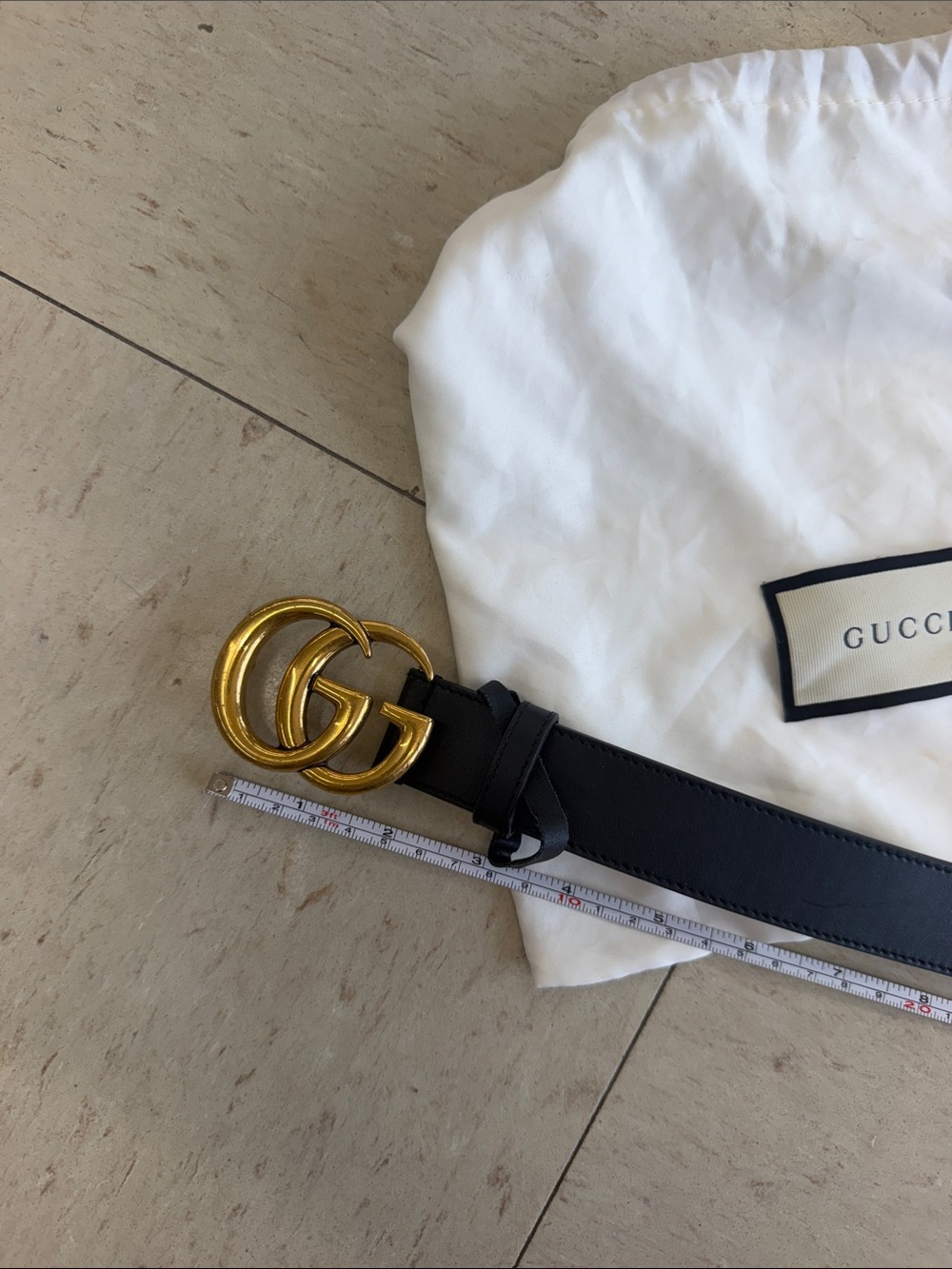 Gucci Black Leather Belt with Gold Double G Buckle